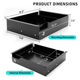 Ciao Stilista 16 inch Secure Under Desk Mounted Pull Out Drawer with Lock for Office Desk Lockable Sliding Storage Organizer, Black with Lock