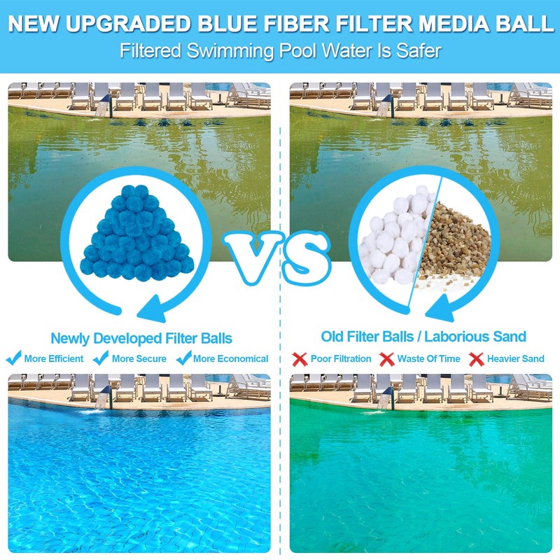 WLLEYAY 4 lbs Pool Filter Balls, New Upgrade Efficient Swimming