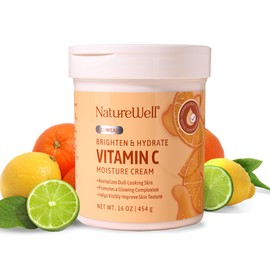 NATURE WELL Clinical Brighten & Hydrate Vitamin C Moisture Cream Skincare 2.0 for Face & Body Revitalizes Dull-Looking Skin, Promotes A Glowing Complexion, Helps Visibly Improve Skin Texture, 16oz