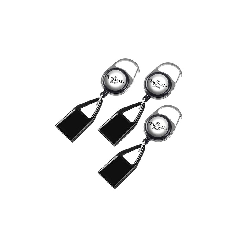 Frugal Smoker Clip Retractable Keychain Lighter Leash (Pack of 3)