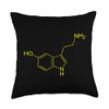 Serotonin Molecule Throw Pillow, 18x18, Multicolor