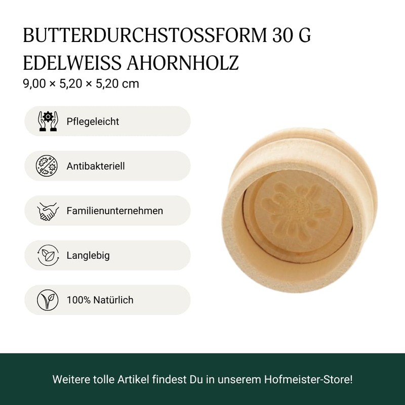 HOFMEISTER® Butter Stamp for 30 g Butter, 5 cm, Edelweiss,