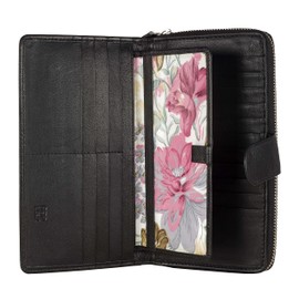 Mou Meraki Big Fat RFID Blocking Leather Organizer Checkbook Wallets For Women - Clutch (Silky Black)