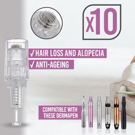 Snadi - Pack of 10 Dermapen Cartridges with 36 Pins | Compatible Screw Model | Surgical Steel | Improves Scars, Spots | Nutrient Absorption | Hair/Skin Treatment