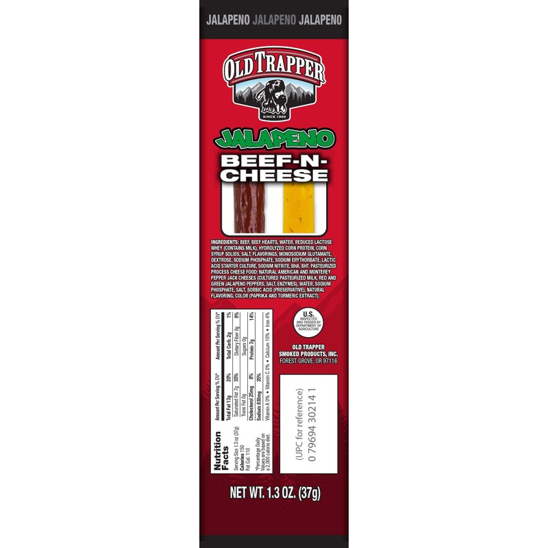 Old Trapper Jalapeno Beef-N-Cheese | Traditional Style Real Wood Smoked