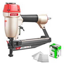 meite T64A 16 Gauge Finish Nailer with 2500PCS Nails (2"), Pneumatic Finish Nail Gun, Fits 16 Gauge Finish Nails 1-1/4" up to 2-1/2", Lightweight Air Finishing Nail Gun for Woodworking
