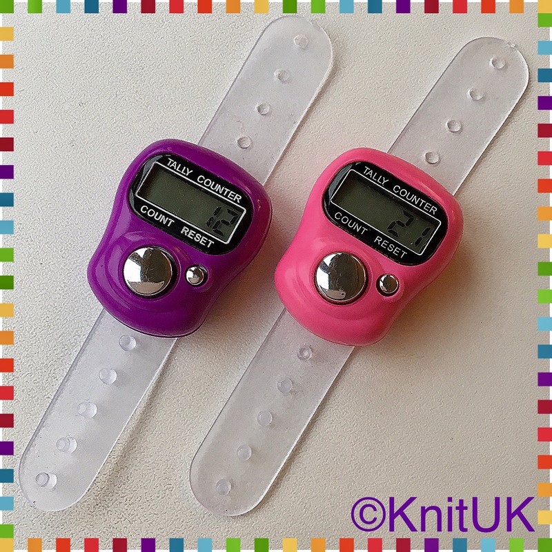KnitUK Tally Counter - LCD (Finger-Held). Pack of 2. Pink