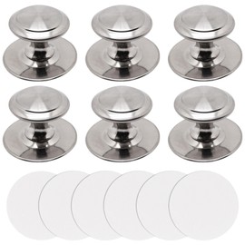 6pcs Cabinet Knobs, Peel and Stick Cabinet Handles 1.18" Stick On Handle, Adhesive Stainless Steel Drawer Knobs Self-Stick Pulls No Drill for Furniture Dresser Cupboard Closet Door (Black)
