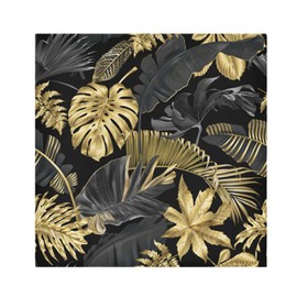 Cloth Napkins Set of 6 Gold Black Tropical Leaves Printed Decorative Polyester Dinner Napkins Soft Comfortable Reusable Table Cloth Napkins for Family Dinner Banquet Wedding Festivals Party, 20x20in