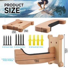 Wifsakong Surfboard Wall Mount Rack – Beech Wood Surf Board Wall Hangers with M6 Expansion Bolts – Vertical or Horizontal Surfboard Storage for Longboard, Shortboard, Skimboard