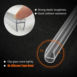 Shower Door Seal for 5/16Inch(8MM) Glass Shower Door Seal Strip Side Sweep 118Inch Frameless Sliding Door Bulb Bottom Sealing Jam Waterproof Clear Glass Door Seal, U Shaped