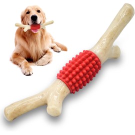 SCHITEC - Juguete masticable para perros para masticadores agresivos, nailon y goma resistente con sabor a tocino real para raza grande y mediana