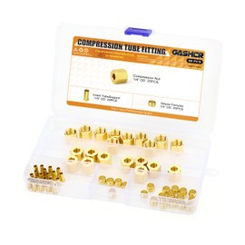 GASHER 60PCS Brass Compression Fitting Kit,Sleeve Ferrules&Insert Tube Support&Ferrule head,1/4" Tube OD