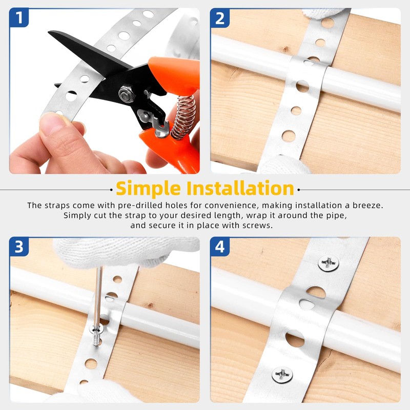 Glarks 54pcs 11/16inch x 10Feet Galvanized Metal Pipe Strap with