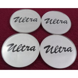 Ultra Wheels Silver Custom Wheel Center Cap Emblems SET OF 4 - 2" & 1/8 inches