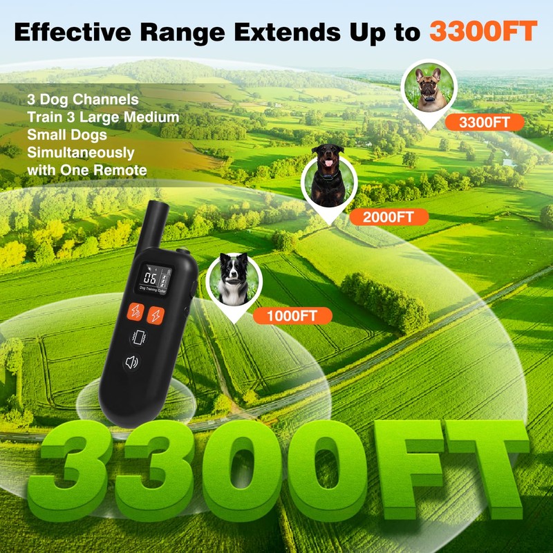 3 Dogs Shock Collar with Remote 3 Pack-3300FT Dog Training