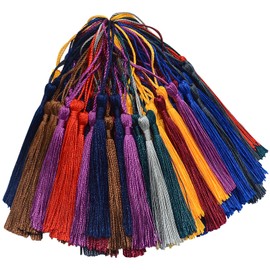 100 Pcs Silky Handmade Craft Tassels Trim Mini Pendant for DIY Cute Resin Bookmark, Jewellery Making, Key, Girl Earring, Keyring, Graduation Hat, Ribbon Sewing, Curtain, Home Decor (Mixed2)