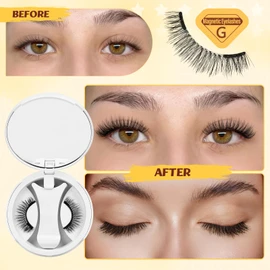 QUEWEL Magnetic Lashes Natural Look, 1 Pair Reusable Magnetic Eyelashes with Applicator, No Glue Needed Manga Eyelashes Kit Easy to Apply and Remove(NZCX-G)