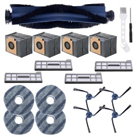 LengSuaa 19 Pack Replacement Kits Compatible with eufy X10 Pro Omni Accessories Robot Vacuum, Main Brush, Side Brush, Washable Filter, Mop Cloths, Dust Bag