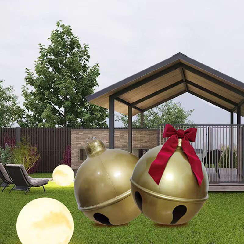 23.6 Inches Inflatable Christmas Ball PVC Large Jingle Bell Bow