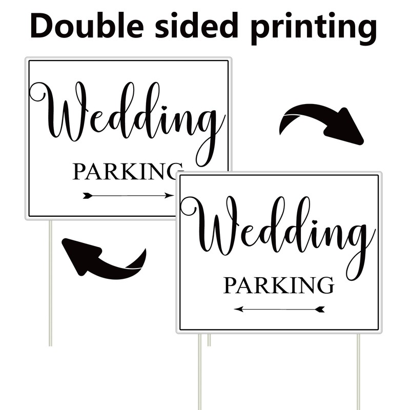 3 Pcs Double Sided Wedding Directional Signs 14.37 x 11.22