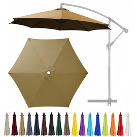 GLDDFDG 9Ft 6 Ribs Patio Umbrella Replacement Canopy (Canopy only), Canopy Replacement UV Protection Waterproof Outdoor Table Market Yard Umbrella Top Outdoor Umbrella Canopy,Khaki,9FT