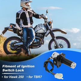 RATCHROLL Motorcycle Ignition Key Switch Set for Hawk 250 for TBR7, Motorbike Ignition Switch Lock with Lock Cylinder, Starter Switch Lock with Keys, Anti-theft Lock, Helmet Lock, Gas Lock