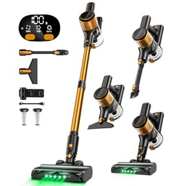 Cordless Vacuum Cleaner, 350W/30Kpa 8-in-1 Stick Vacuum with Anti-Tangle Brush, Upgraded Green LED Light, 40min Runtime, Lightweight Rechargeable Vacuum for Home, Hardwood Floors, Carpets, Pet Hair