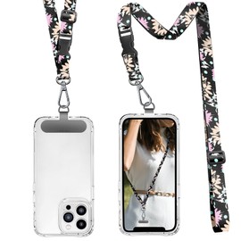 ROCONTRIP Crossbody Phone Lanyard Patch Neck Strap Lanyard with Detachable Neckstrap Compatible with Most Smartphone Nylon Pink