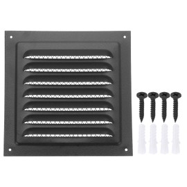 PATIKIL 6"x6" Stainless Steel Gable Vent, Exterior Wall Outlet Vent Cover HVAC Air Grille Louvered Screen Mesh for Kitchen Bathroom Ventilation, Black