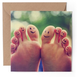 1 x Greeting Card - Funny Feet Foot Joke Cute - Blank Birthday Celebration Anniversary #50969