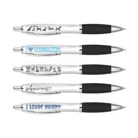 DV DESIGN 5 x Schnauzer Black Pens - Miniature Dogs Puppy Pets Animal Stationary Equipment School Teacher Friend Girls Boys Birthday Gift Set #82596