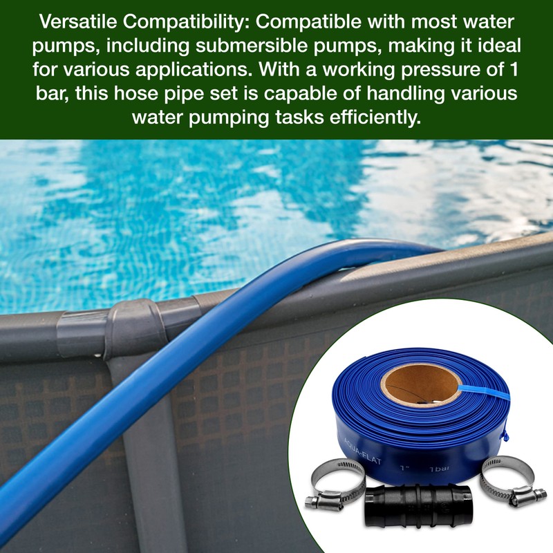 Ultimate Layflat Discharge Hose Pipe Set - 10m x 25mm