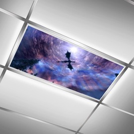 ZGONOHYE Ceiling Fluorescent Light Covers for Classroom Office Magic Dragon Flying Milky Way Sky Decorative Ceiling Light Coverings Skylight Film Filter Reduce Glare Flicker Home lamp Decor