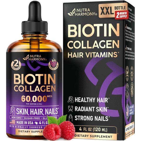 Liquid Biotin & Collagen - Vitamins for Hair Growth Support