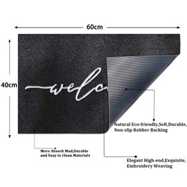 AAZZKANG Welcome Mat with Durable Non Slip Rubber Backing Black Door Mat Outdoor Ultra Absorb Mud Easy Clean Indoor Doormat Entrance Rug Black