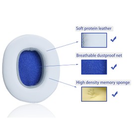 Replacement Ear Pads are Compatible with Skullcandy Crusher Wireless/Crusher360/Hesh3/Hesh ANC/Hesh Evo Headphones, Akkiv Replacement Ear Pads are Made of Protein Leather and Memory Foam (Off-White)