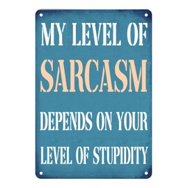 Funny Sarcasm Signs For Bedroom Metal Tin Sign Unusual Metal Tin Sign Garage Decor For Men Cave Shop Signs For Garage My Level Of Sarcasm Depends On Your Level Of Stupidity Sign Bar Sarcastic Signs