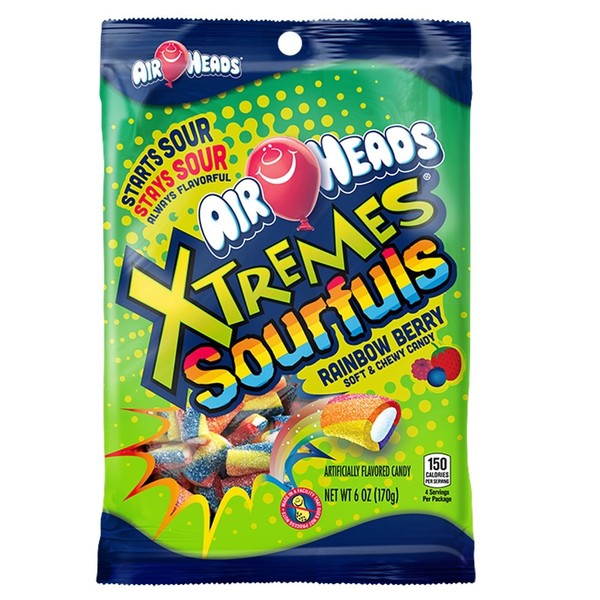 Airheads Xtremes Sourfuls Candy Bag, Rainbow Berry, Non Melting, Bulk Party Bag, 6 oz (Pack of 12)