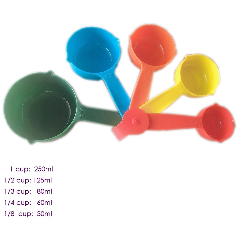 10-Piece Measuring Cups and Measuring Spoons Set Plastic Multicoloured for