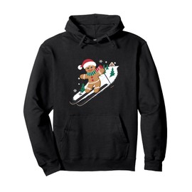 Gingerbread Man Christmas Skiing Down Gifts Winter Xmas Kid Pullover Hoodie
