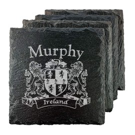 Murphy Irish Coat of Arms Slate Coasters - Set of 4