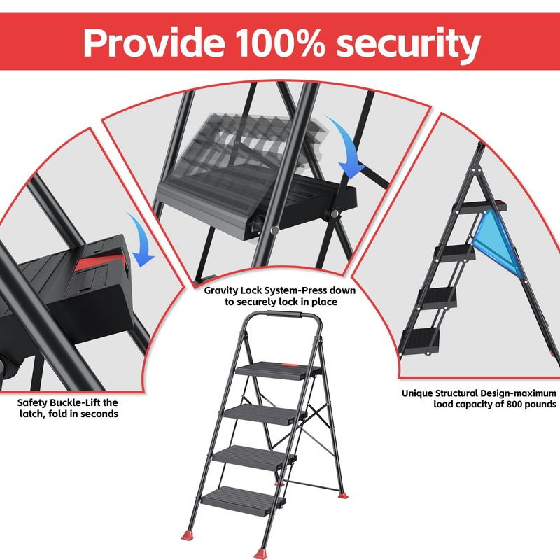 Step Ladder Foldable Folding Stool - for Home Adults Kitchen