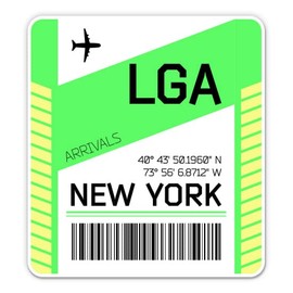 Squiddy New York Airport Code LGA Luggage Tag Style - Vinyl Sticker Decal for Phone, Laptop, Water Bottle (3" high)