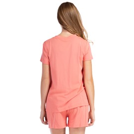 Fishers Finery Organic Cotton Pajamas Sleepwear Set V Neck Tee & Boxer (Coral, XL)