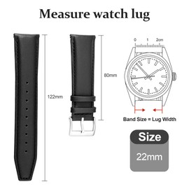 UOEPOWA Vintage Leather Quick Release Watch Bands, 22mm Band Width, Quick Release Leather Watch Bands for Men Women, Exquisite Stitching (22mm, Black/Silver Buckle)
