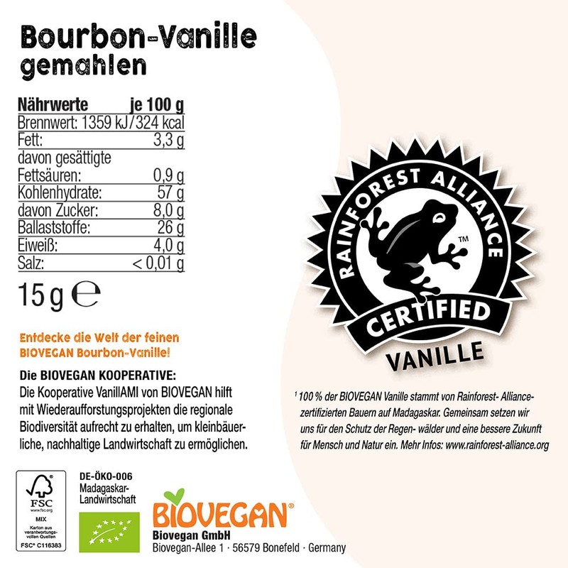 Biovegan Bourbon Vanilla Ground 15g
