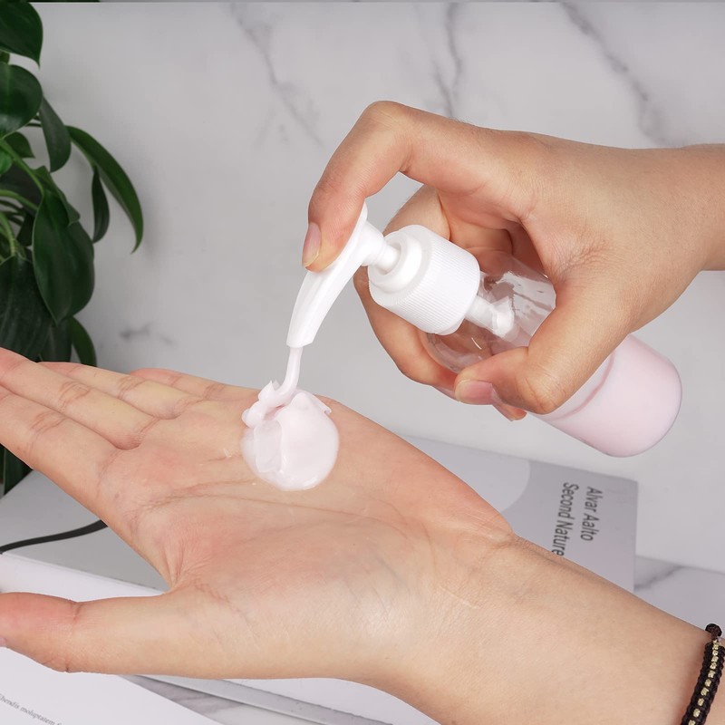 5 Pack Travel Bottles Pump Bottles Dispenser 3.4oz/100ml Plastic Lotion