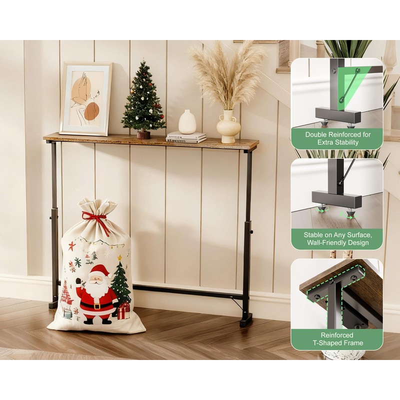 2 Pack 79" Narrow Console Table with Adjustable Height(23"-31") Behind