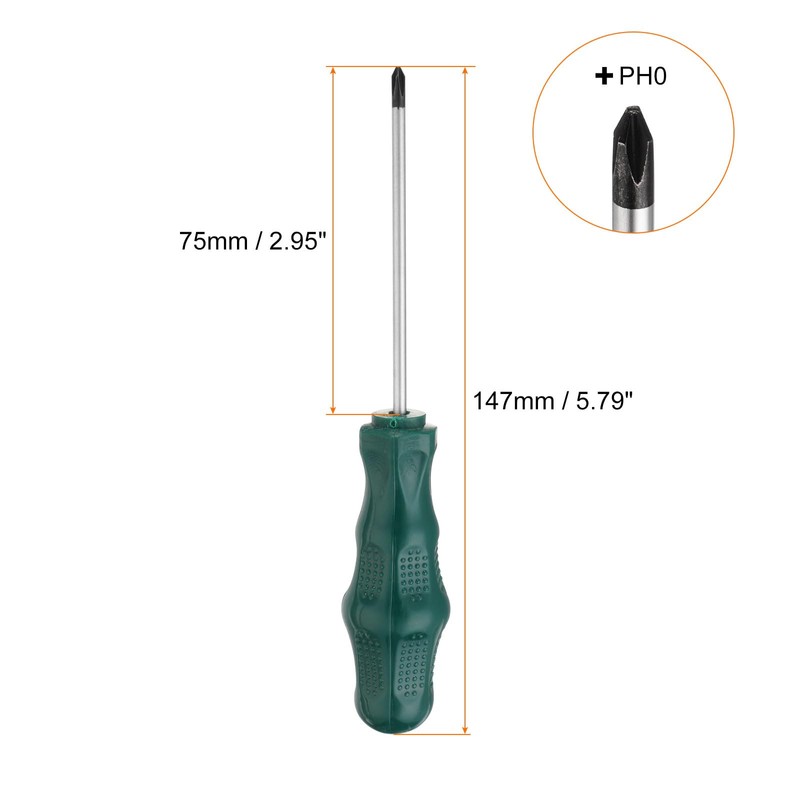 sourcing map PH0 Phillips Screwdriver #0 5.8" Magnetic Screwdrivers 3"